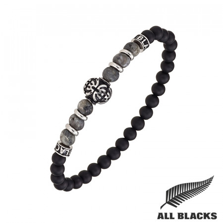 Bracelet TIBETAIN LABRADORITE & AGATE ALL BLACKS