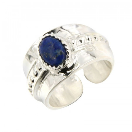 Bague Argent KHEOPS Martelée boules LAPIS-LAZULI