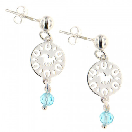 Boucles d'oreilles cheval Argent perle bleue ciel LASCA