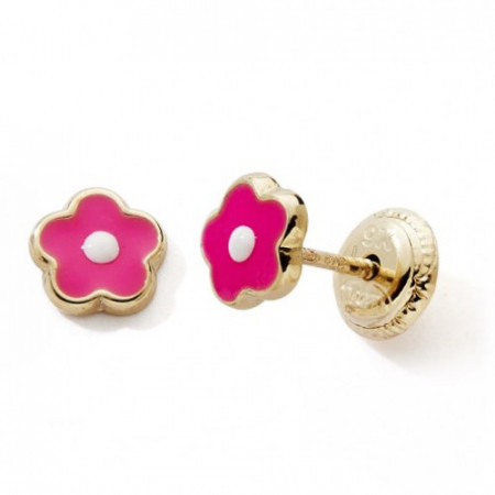 Boucles d'oreilles FLEUR rose Or 375°°° - VIS