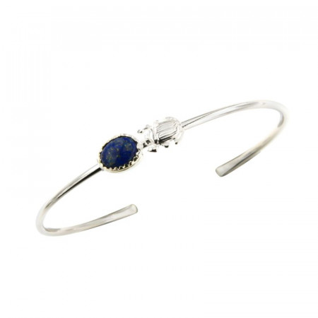 Bracelet Jonc Scarabée Argent et Lapis Lazuli KHEOPS 