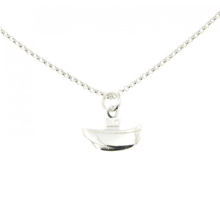 Collier Argent LA MER Bateau Pêche / Mini jaseron 42+2,5cm