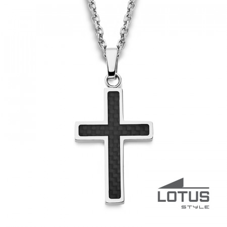 Collier Croix Carbone & Acier LOTUS STYLE Homme