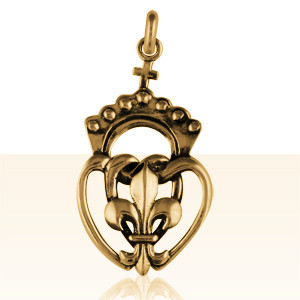 Pendentif Plaqué Or COEUR VENDEEN 5/FLEUR DE LYS