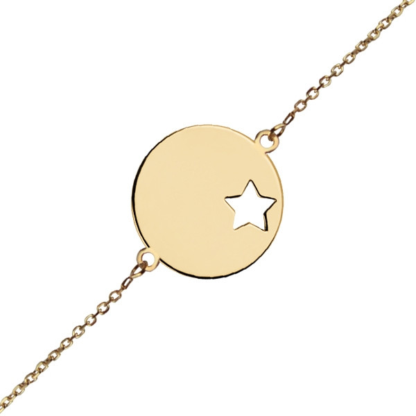 Bracelet identité médaille étoile Or 375°°° - GM - Ado/Adulte, BRACELET  MAMAN & CADEAU DE NAISSANCE