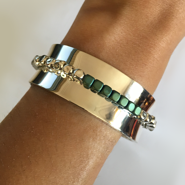 Silver ethnic cuff bracelet - OMYOKI artisan jewelry