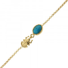 Bracelet Scarabée et pierre turquoise Plaqué Or KHEOPS