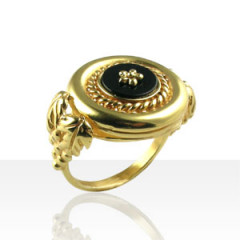 Bague Plaqué Or ONYX ROND GM/GRAPPE             