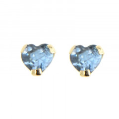 Boucles d'oreilles COEUR BLEU AQUA Or 375°°° - VIS SECURITE