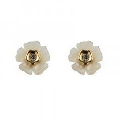 Boucles d'oreilles FLEUR NACRE Blanche OZ  Or 375°°° - VIS SECURITE