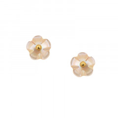 Boucles d'oreilles NACRE forme fleur Or 9K