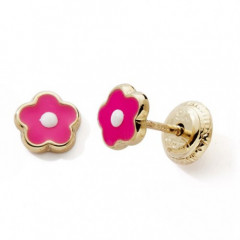 Boucles d'oreilles FLEUR rose Or 375°°° - VIS