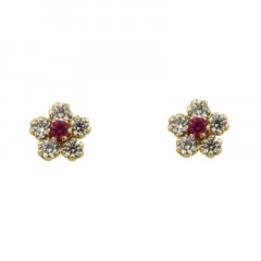 Boucles d'oreilles MARGUERITE Or 375 °°° Rubis - Poussettes