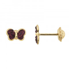 Boucles d'oreilles PAPILLON cristaux Violet Or 375°°° - VIS