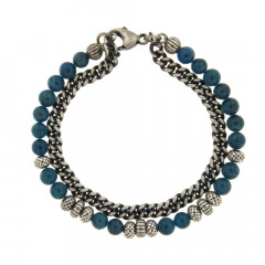 Bracelet Argent ANTIKA Double gourmette 5mm - Apatite 6-22cm