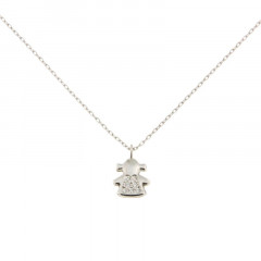 Collier petite fille Or blanc 375 - pendentif + chaine