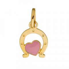 Pendentif Fer à cheval Coeur rose Or 750°°°